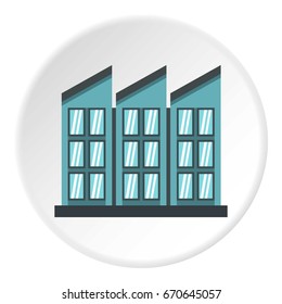 Building icon in flat circle isolated vector illustration for web