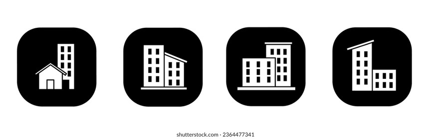 Building icon in flat. A building design. Stock vector.	