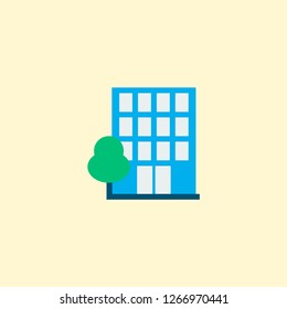 Building icon flat element. Vector illustration of building icon flat isolated on clean background for your web mobile app logo design.
