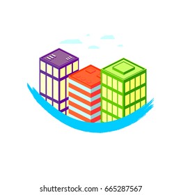 Building icon, flat logo design template, vector illustration