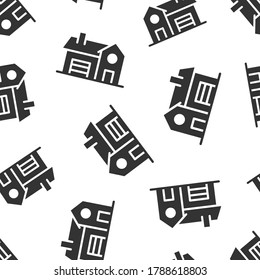 Building icon in flat style. Home vector illustration on white isolated background. House seamless pattern business concept.