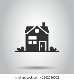 Building icon in flat style. Home vector illustration on white isolated background. House business concept.