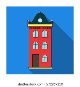 Building icon in flat style isolated on white background. Architect symbol stock vector illustration.