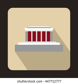 Building icon in flat style with long shadow. Construction symbol