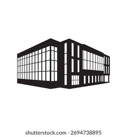 Bauen Symbol flachen Stil. Immobilien, Bank, Büro, Symbol für gewerbliches Eigentum auf weißem Hintergrund. Vektorgrafik