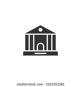 Building icon in flat style. Town skyscraper apartment vector illustration on white isolated background. City tower business concept.