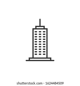 Building icon in flat style. Town skyscraper apartment vector illustration on white isolated background. City tower business concept.