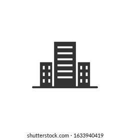 Building icon in flat style. Town skyscraper apartment vector illustration on white isolated background. City tower business concept.