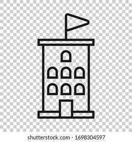 Building icon in flat style. Town skyscraper apartment vector illustration on white isolated background. City tower business concept.