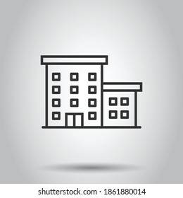Building icon in flat style. Town skyscraper apartment vector illustration on white isolated background. City tower business concept.