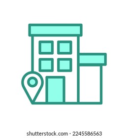 building icon. flat town, city, building and location vector. flat style - stock vector.	
