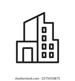 Building icon Flat vector set outline