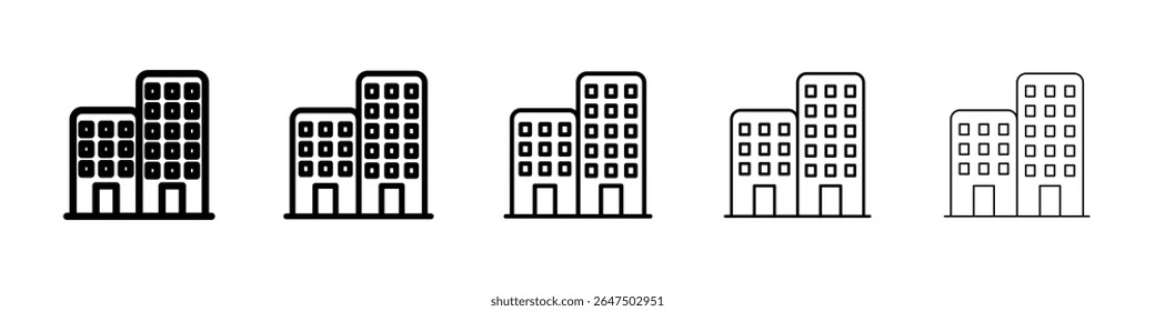 Building icon graphic set. trendy stroke line style