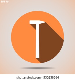Building icon with a hammer on a light background