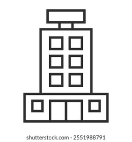 Building icon, hotel symbol outline icon, editable vector illustration and transparent graphic element. Isolated on white background