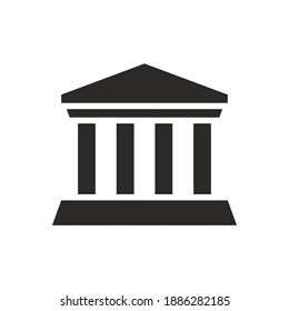 Building icon. Building with iconic columns. Historic building. Vector icon isolated on white background.