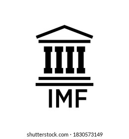 Building icon with inscription IMF on white background.