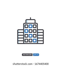building icon in isolated on white background. for your web site design, logo, app, UI. Vector graphics illustration and editable stroke. EPS 10.