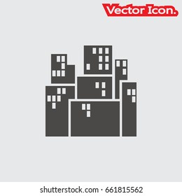 Building icon isolated sign symbol and flat style for app, web and digital design. Vector illustration.
