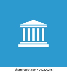 building icon, isolated, white on the blue background. Exclusive Symbols 