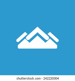 building icon, isolated, white on the blue background. Exclusive Symbols 