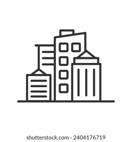 Building icon line design. House, apartment, home, office space, town, city, office-building, landscape, office, real estate, cityscape, architecture vector illustration. Building editable stroke icon