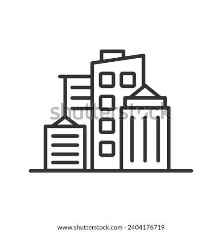 Building icon line design. House, apartment, home, office space, town, city, office-building, landscape, office, real estate, cityscape, architecture vector illustration. Building editable stroke icon
