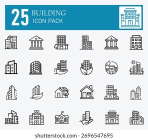 Building Icon and building line icon pack