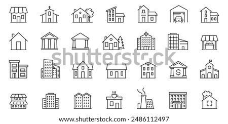 Building icon. Building line icon set. Building symbol set.