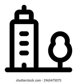 Building icon with line style