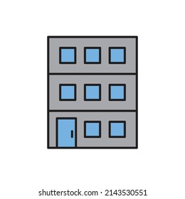 Building Icon line for website, symbol presentation