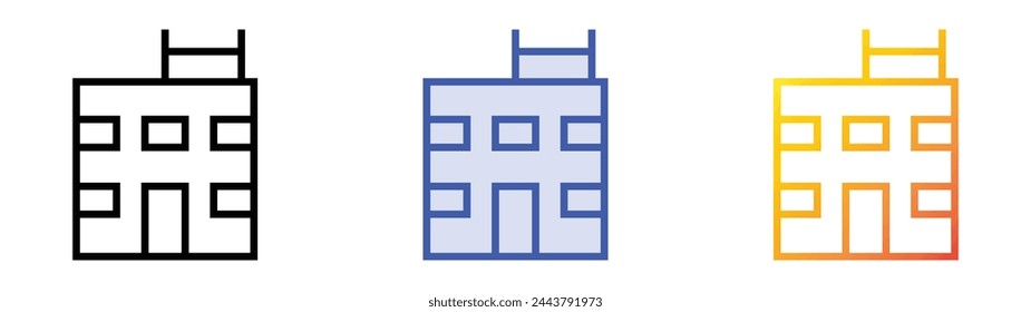 building icon. Linear, Blue Fill and Gradient Style Design Isolated On White Background