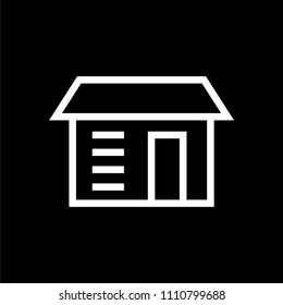 Building icon lined simple flat style illustration.