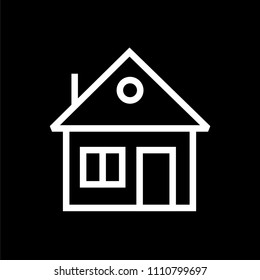 Building icon lined simple flat style illustration.