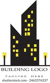 Gebäudesymbol, Gebäudelogo, Architekturlogo, Architekturdesign, Schwarz-Weiß-Gebäudesymbol, einzigartiges Gebäudelogo, Wohnungslogo, Kunst und Illustration, Urbanisierung, Entwicklung