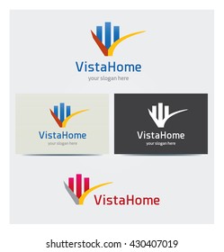 Building Icon, Logo for Real Estate Business in Different Colors