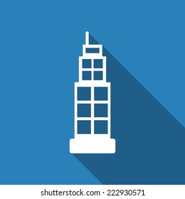 building icon with long shadow