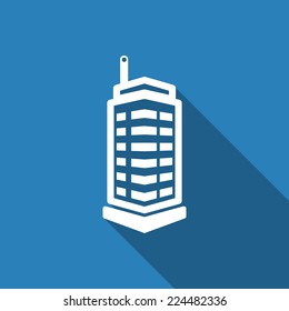 building icon with long shadow