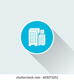 building icon with long shadow