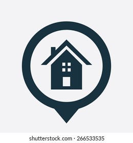 building icon map pin on white background 