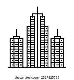 building icon or modern line symbol. Vector line art and icon design with bold outline. Black and white Pixel Perfect minimalistic symbol isolated white background. Silhouette simple thin sign