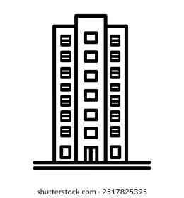 building icon or modern line symbol. Vector line art and icon design with bold outline. Black and white Pixel Perfect minimalistic symbol isolated white background. Silhouette simple thin sign