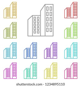 Building icon in multi color. Simple outline vector of Building set for UI and UX, website or mobile application