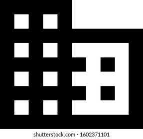 Building icon. Office architecture. Construction or residential site. Material vector. Minimalist logo. Black and white.