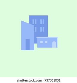 building icon on blue background
