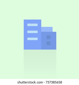 building icon on blue background