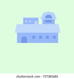 building icon on blue background