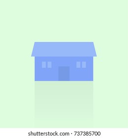 building icon on blue background