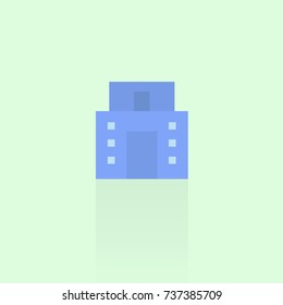 building icon on blue background