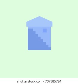 building icon on blue background